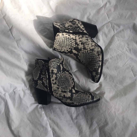 Snakeskin booties